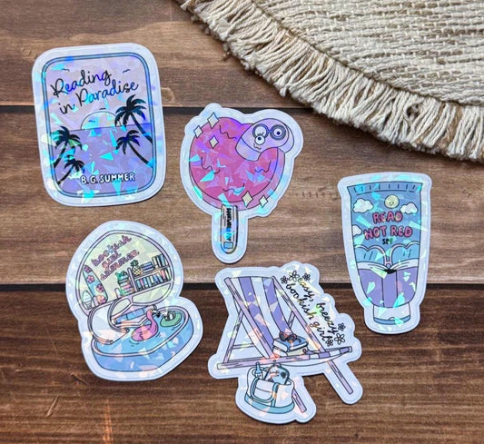 Bookish Girl Summer Holographic Sticker